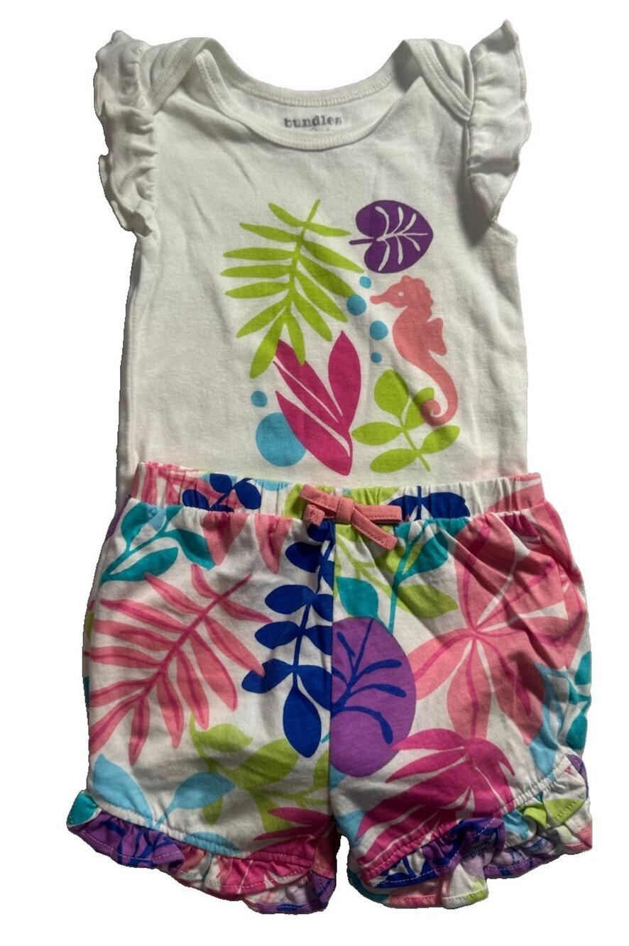 Bundles Baby Place Girls 18-24M Tropical Seahorse Top Shorts Outfit Set